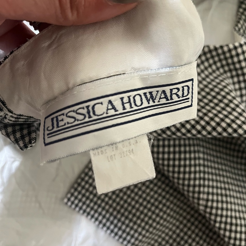 Vintage gingham black and white Embroidered square neck sleeveless Top size 10 - Picture 6 of 8